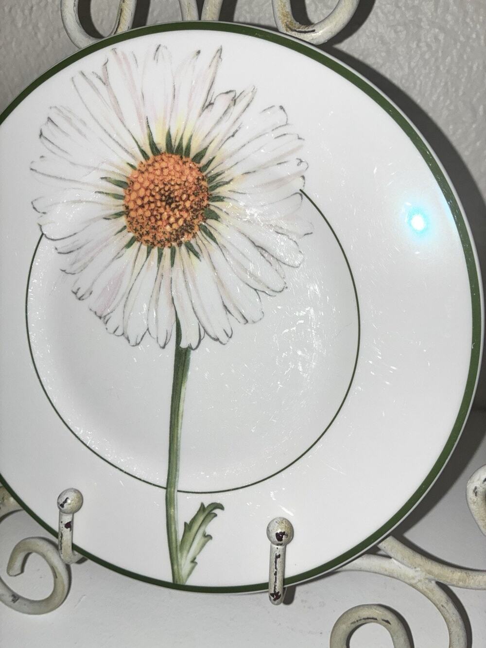 Villeroy Boch FLORA Salad Plate 8 3/8" Germany Green Rim White Yellow Daisy